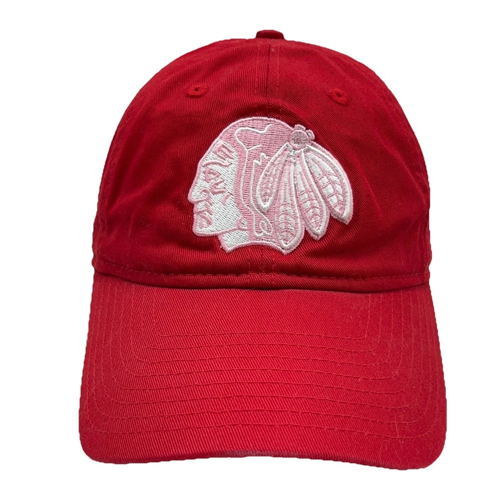 Chicago Blackhawks Hat Cap Strap Back Red Pink Logo Adjustable NHL Ladies Womens